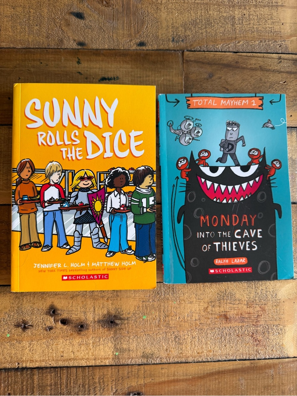 Scholastic Bright Yellow and Teal Children's Book Pair